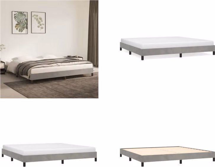 vidaXL Struttura letto grigio chiaro 200x200 cm in velluto - Struttura letto - Cornici letto - Struttura letto - Letto