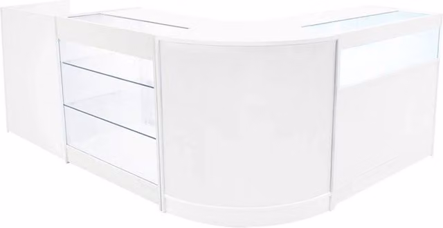 Set di Banconi Polaris Bianco con LED, Vetrina in Vetro e Serratura, L/P/H: 90 x 60 x 90 cm