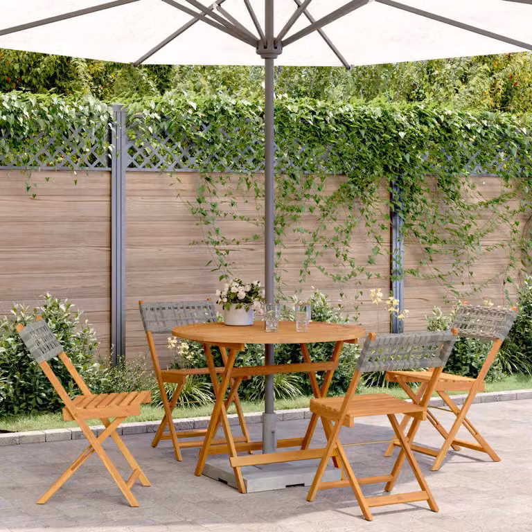 Maison Exclusive - Set da pranzo da giardino a 5 pezzi in rattan sintetico grigio e legno massello