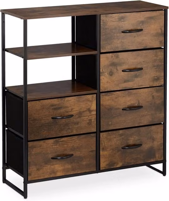 Cassettiera retrò stile industriale 6 cassetti 90 x 40 x 75 cm mobile contenitore decorativo eleganza in MDF nero 13_0010895