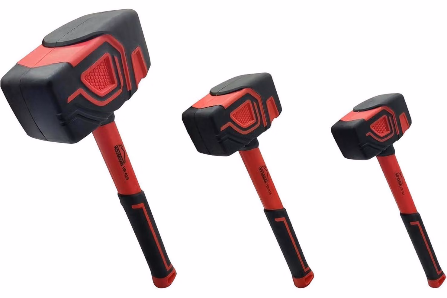Set di 3 martelli in gomma: 350g, 560g, 1100g. Ideali per campeggio, lavorazione del legno, pavimentazione, fai-da-te e lavori di giardinaggio