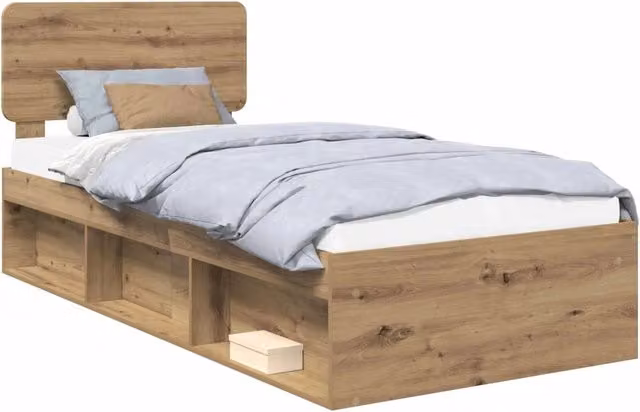 Letto singolo | Letto per adulti | Struttura del letto con testiera Rovere Artigianale 90 x 190 cm