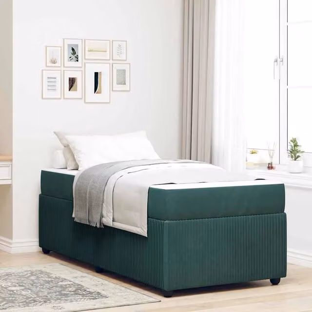 Struttura del letto Verde Scuro 90 x 190 cm Tessuto 3398337