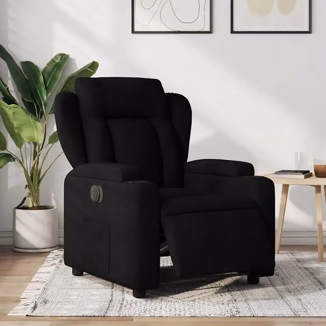 Poltrona Elettrica Reclinabile-Divano Sedia Nera in Tessuto 543881