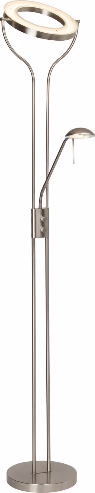 BRILLANTE lampada da terra a LED Demian | lampada da terra senza tempo con braccio di lettura | metallo/vetro | ferro/cromo | dimmerabile | 24 W