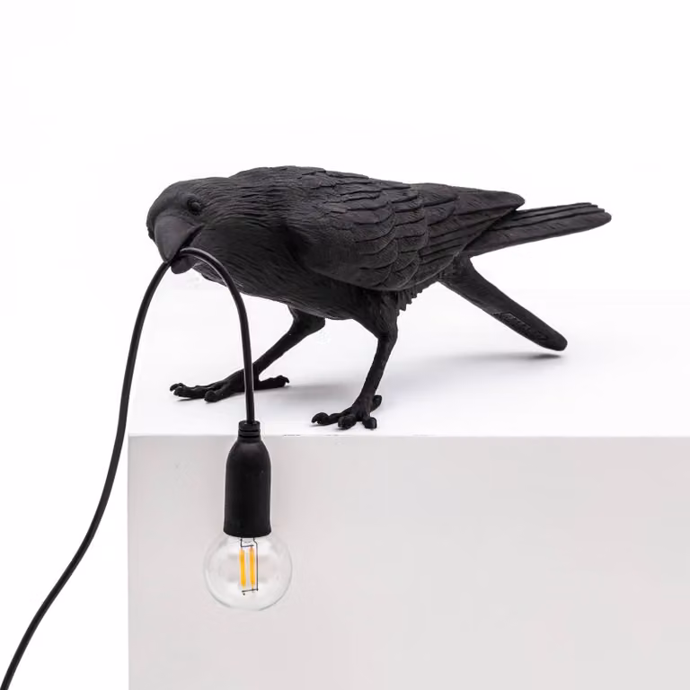 SELETTI Bird Lamp lampada giocosa LED da tavolo, nera, Nero, Soggiorno / Sala da pranzo, Plastica, Design, Lampada da tavolo
