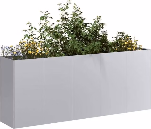 Fioriera a contenitore Design Mania in acciaio zincato per orto o giardino ornamentale, L: 200 cm, P: 40 cm, H: 80 cm