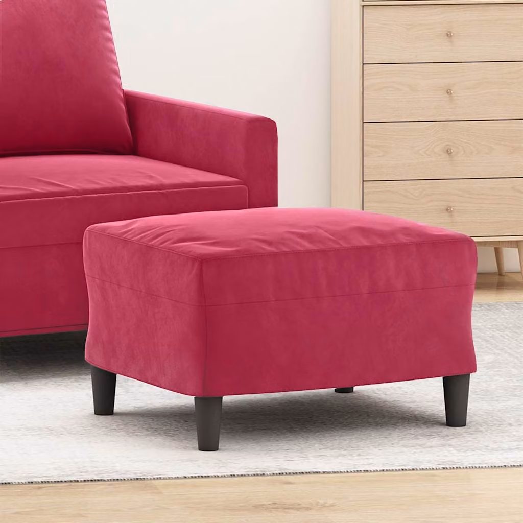 Poggiapiedi vidaXL in Velluto Rosso, L 60 cm x P 50 cm x H 41 cm