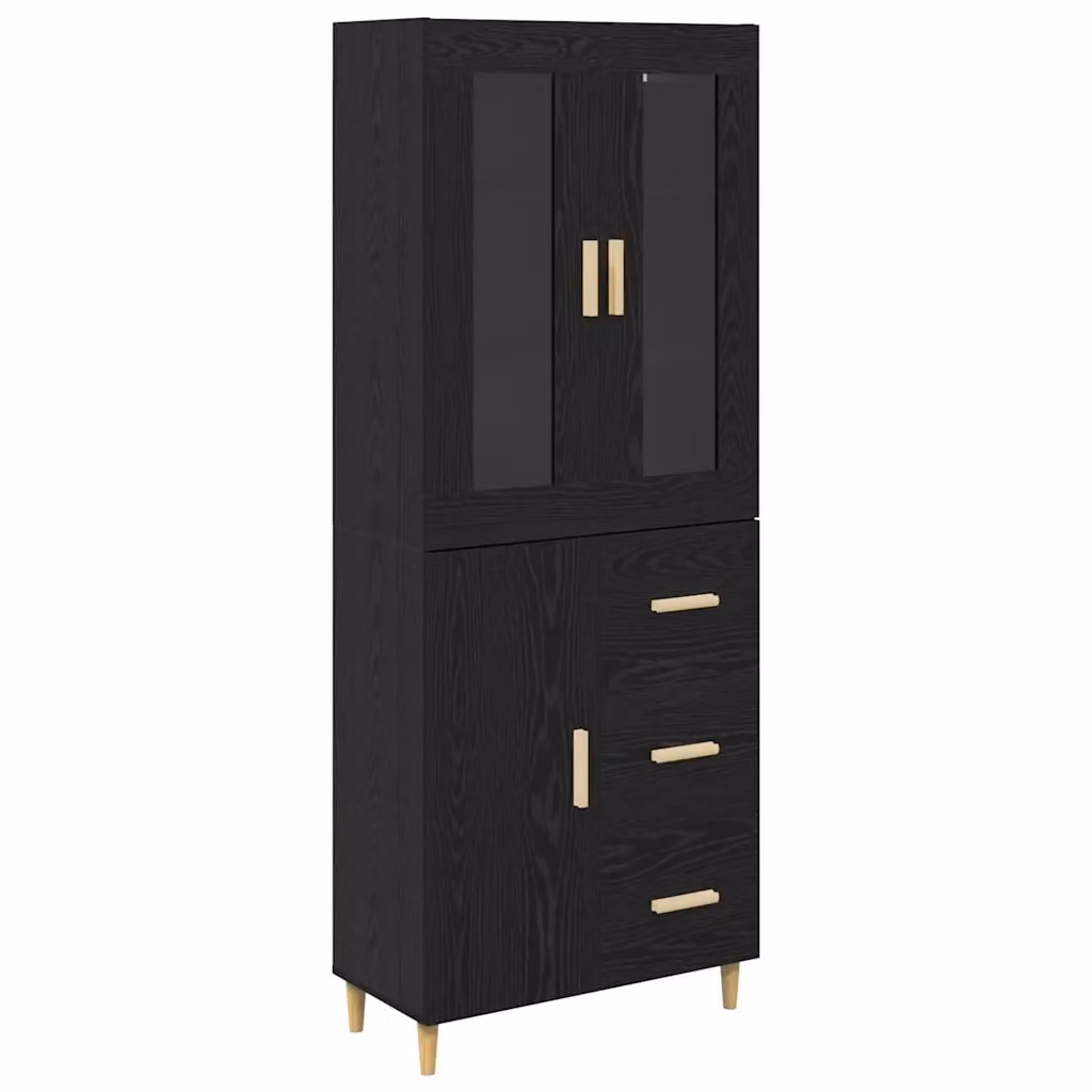 Credenza moderna vidaXL in legno MDF nero L: 69,5 cm, P: 34 cm, H: 180 cm – 2