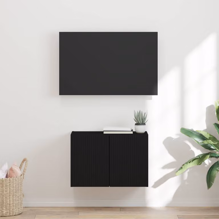 Mobile TV da parete vidaXL in legno ingegnerizzato nero opaco L: 59,5 cm, P: 31 cm, H: 40 cm