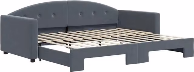 Divano letto | Sof¨¤ letto | Letto singolo Estraibile Grigio Scuro 90x200cm Velluto