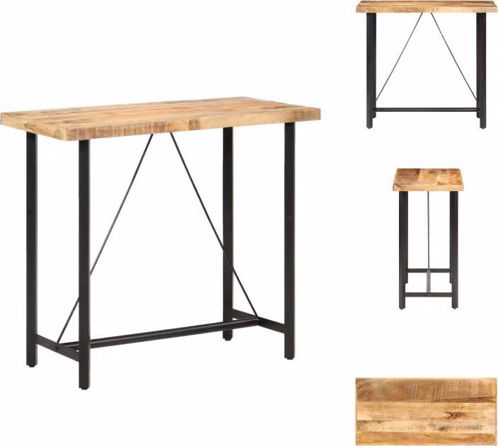 vidaXL Tavolo da bar 120x58x107 cm Legno di mango grezzo - Tavoli da pranzo