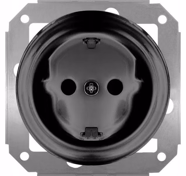 TG ELECTRO TG-RC-51SB, presa a muro retroestetica in Vetroceramica, nera, da incasso