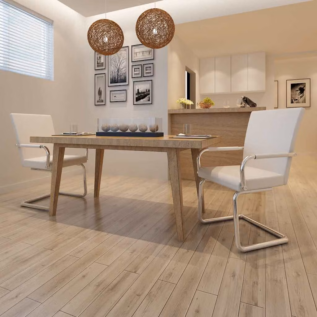Set di 2 sedie da pranzo a sbalzo vidaXL in similpelle bianca e metallo per cucina e sala da pranzo