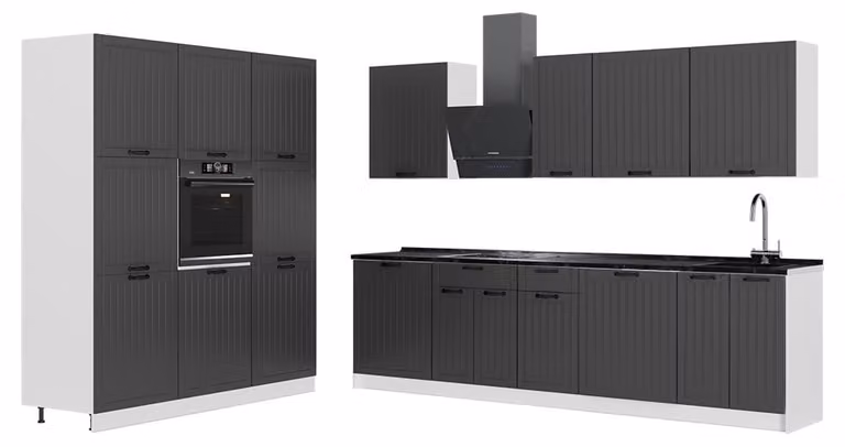 Cucina componibile Vicco Fame-Line Grigio scuro/Bianco 460 cm, PL Antracite, Model 63821