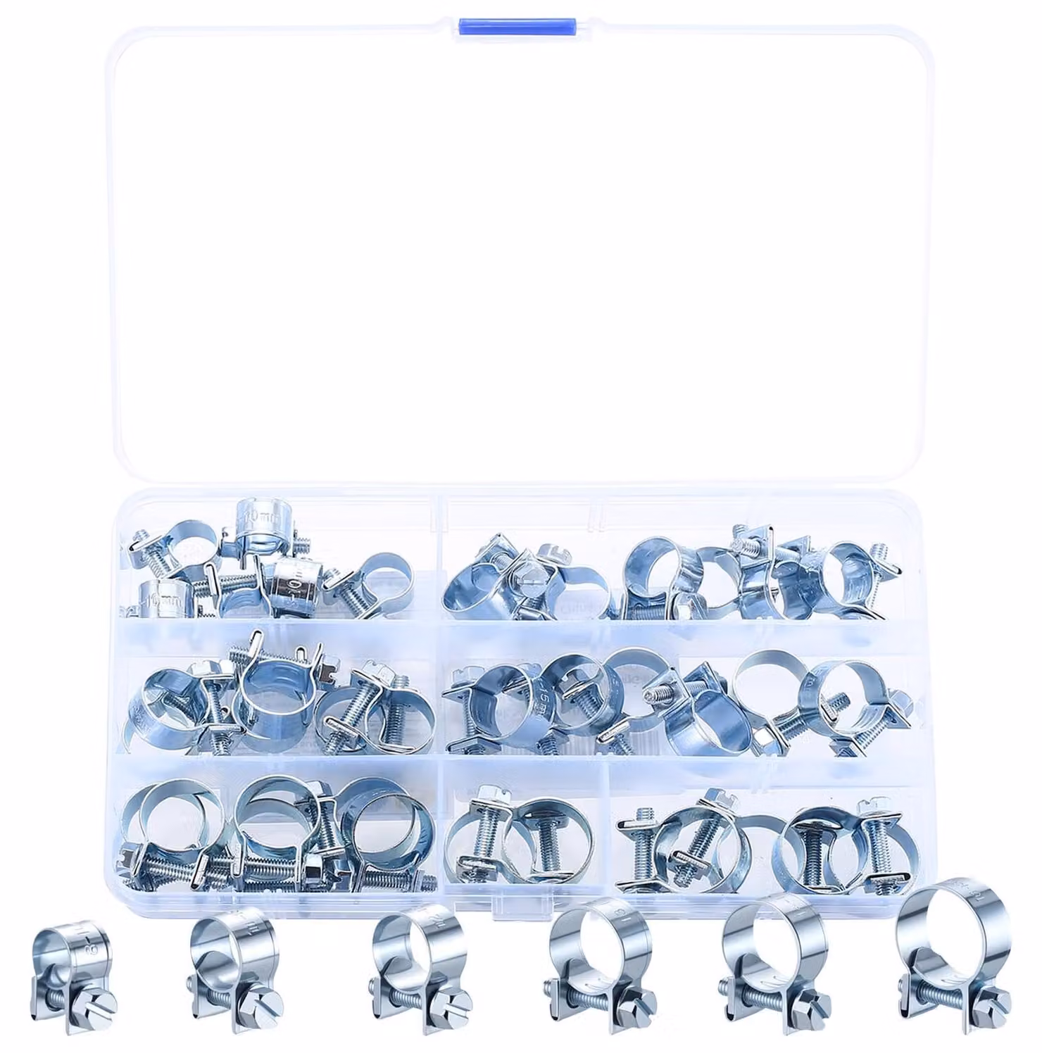 Set di fascette per tubi, 36 pezzi, zincate, da 8 a 18 mm, regolabili