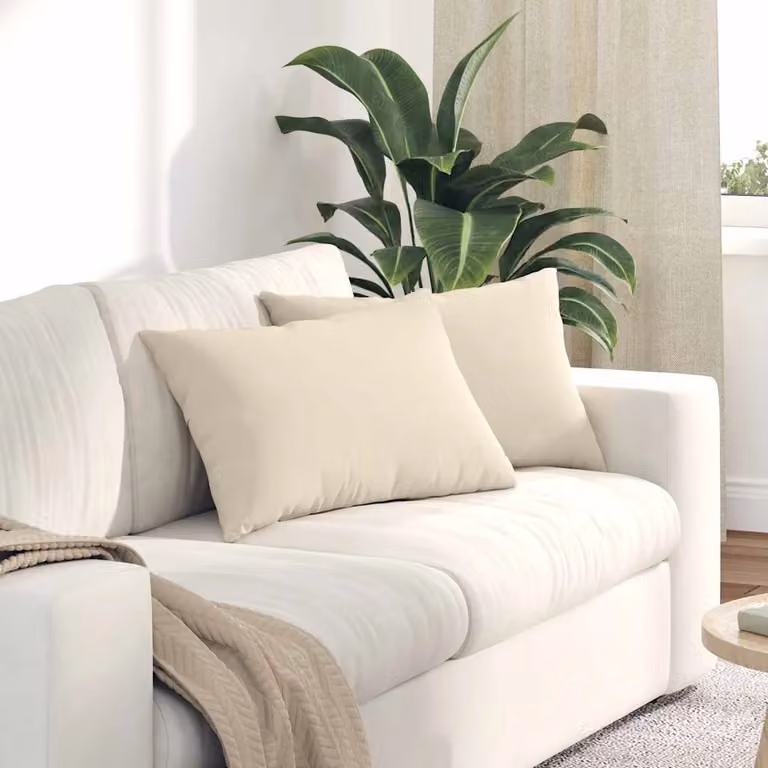 Set di 2 cuscini da divano vidaXL in tessuto beige con fodera rimovibile, L 60 cm x P 40 cm x H 40 cm