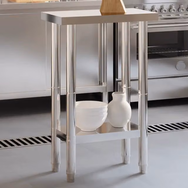 Tavolo da lavoro professionale per cucina vidaXL in metallo argento L/P/H: 55 x 55 x 85 cm – 1