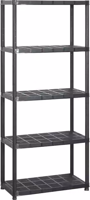 Scaffale a 5 ripiani vidaXL in plastica nero L: 71 cm, P: 38 cm, H: 170 cm