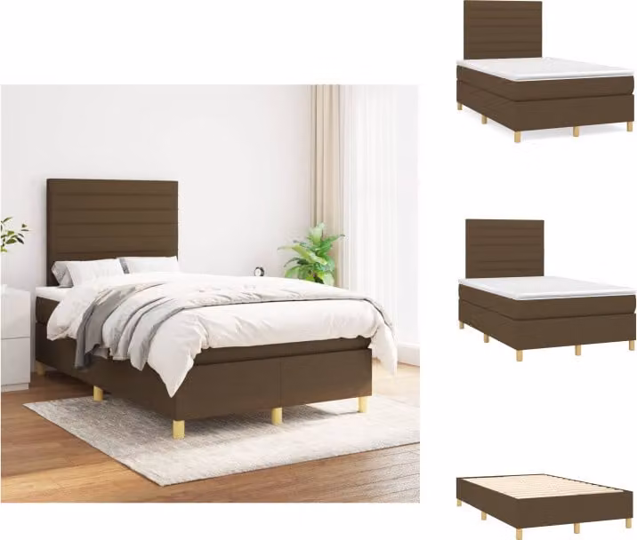 vidaXL Letto a molle con materasso in tessuto marrone scuro 120x200 cm - Letti e strutture letto