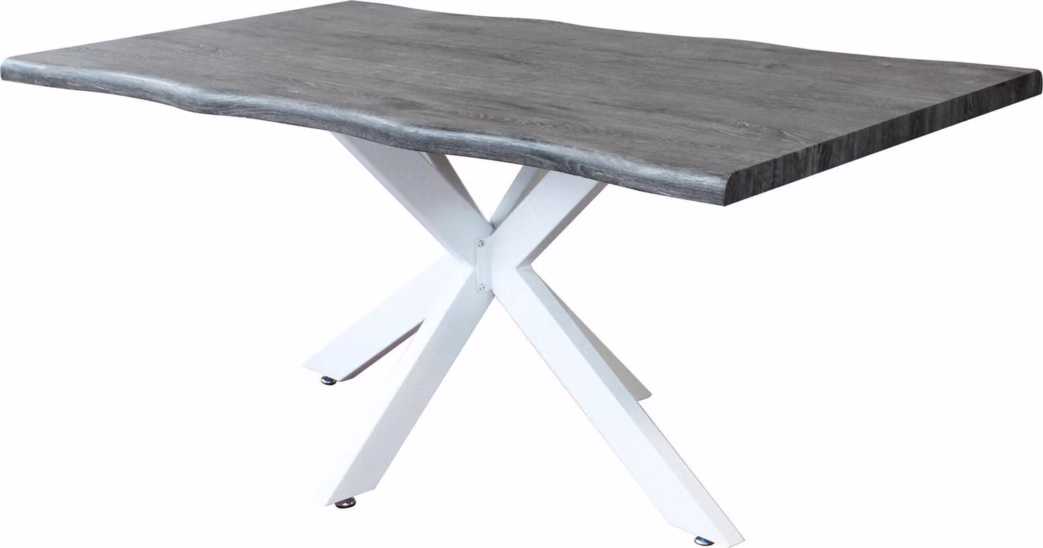 Milani Home - tavolo da pranzo fisso 160 x 90 x 75 cm, grigio, piano melaminico effetto pietra