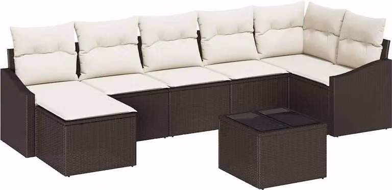 Set di divani con cuscino 8 pcs Marrone polyrattan