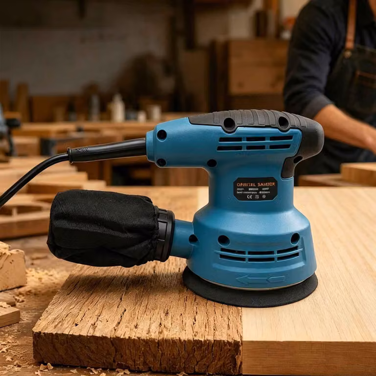 Levigatrice orbitale AIORBER, 600W, 16000 giri/min, levigatrice manuale con sacco raccoglipolvere, ideale per legno, mobili e progetti fai-da-te, colore blu
