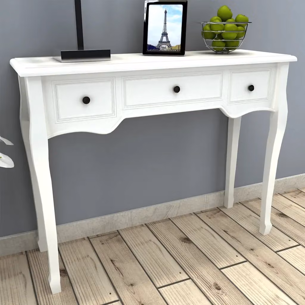 Tavolo Consolle Moderno Design In Bianco in Legno e MDF per Soggiorno o Ingresso L: 100 cm, P: 78 cm, H: 35 cm – 2