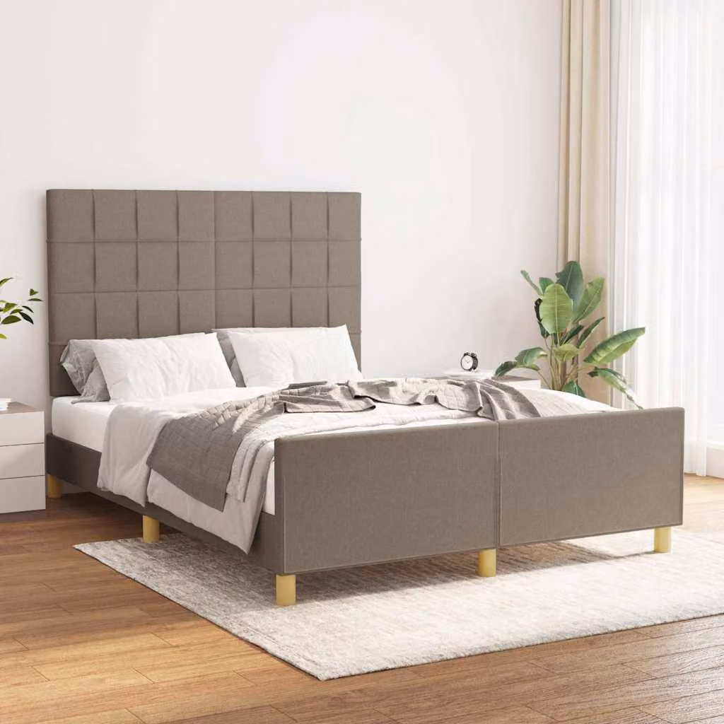 vidaXL Giroletto senza Materasso in Legno di Larice e Tessuto, L/P/H: 200 x 140 x 146 cm