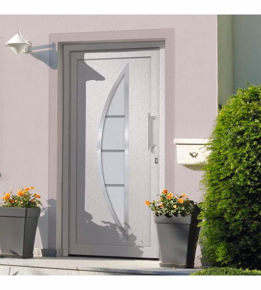 Porta di Ingresso Moderna con Inserti in Vetro bianca vidaXL L: 98 cm, H: 208 cm – 1
