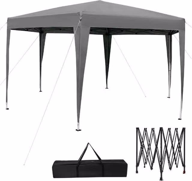 Gazebo da giardino Trade Shop richiudibile con borsa per trasporto, Grigio, 3x3 m