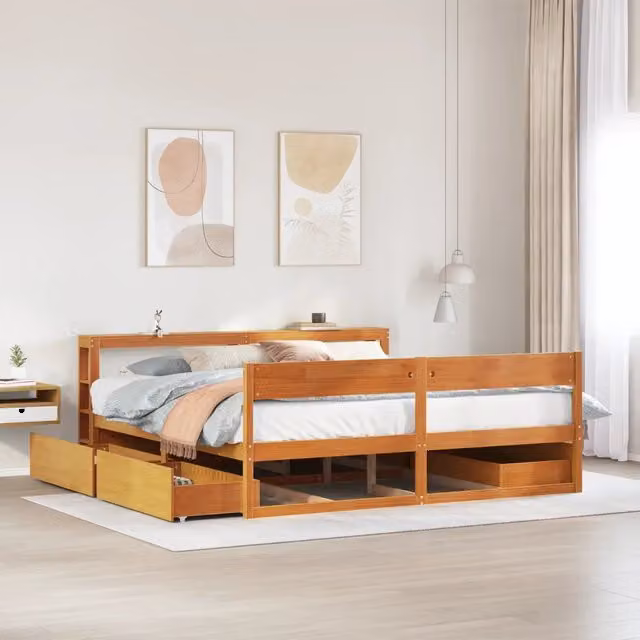 Letto senza Materasso Marrone Cera 180x200 cm in Legno di Pino 3306374