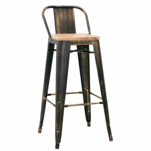 Sgabello industrial con seduta in legno Francoforte