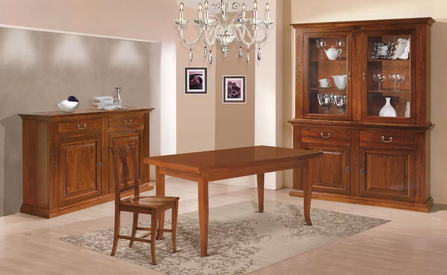 Credenza classica in legno con 2 porte finitura bassano marrone Mobili 2G L: 177 cm, P: 48 cm, H: 110 cm – 2