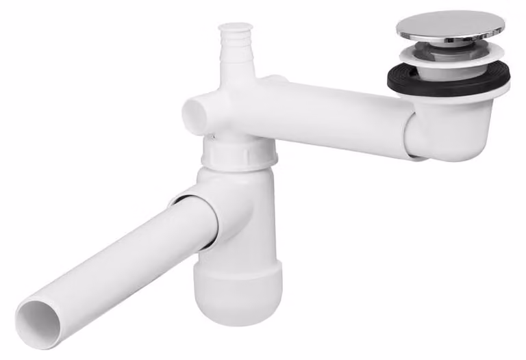 Sifone corto salvaspazio con piletta click clack cromata
