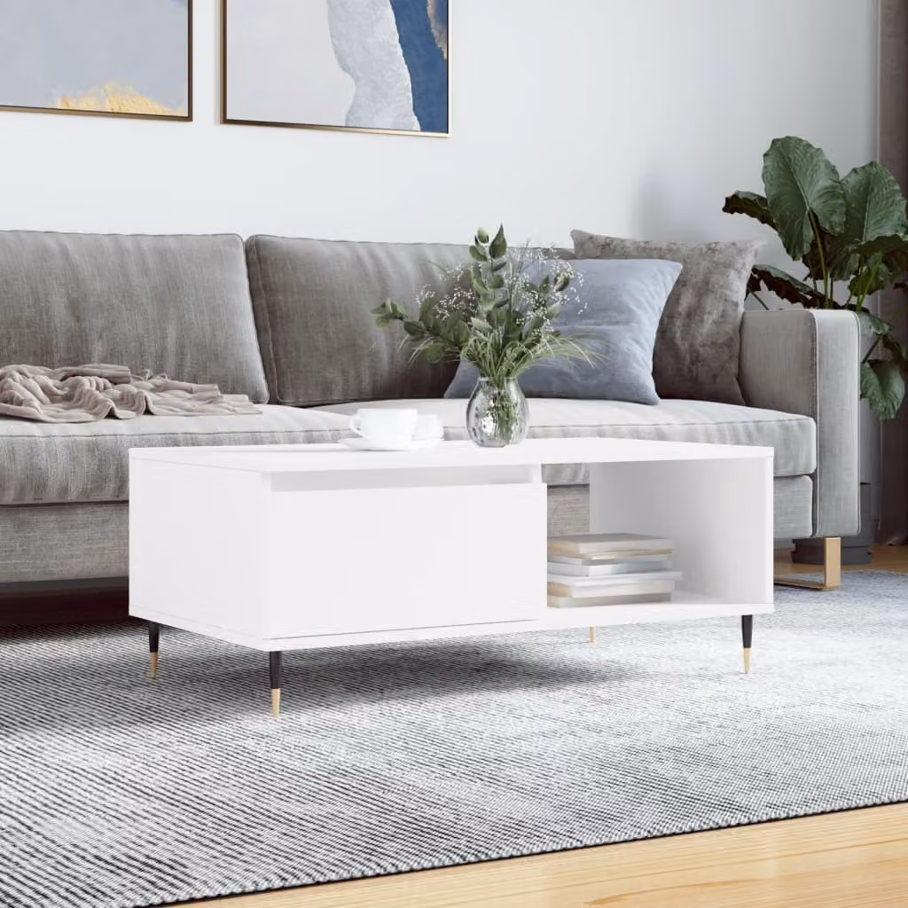 Maison Exclusive - Tavolino bianco 90x50x36,5 cm Materiale ligneo