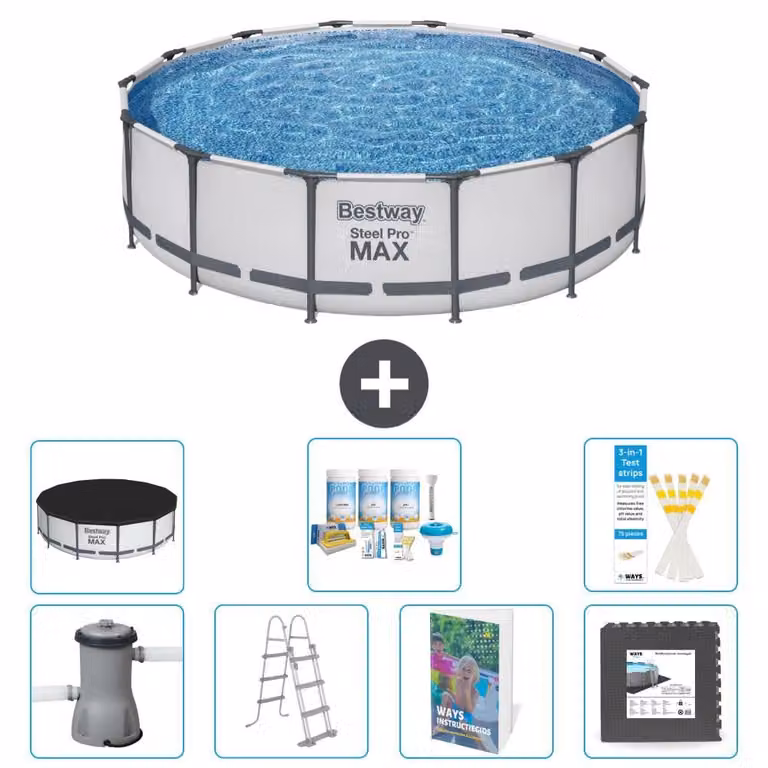 Piscina gonfiabile Bestway Steel Pro MAX, rotonda, 427x122 cm, composta da 6 parti, modello S581