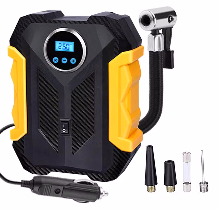 Compressore d'aria portatile, pompa per pneumatici con luce a LED, mini compressore con spegnimento automatico, 12 V DC, compressore d'aria per auto, biciclette e altri usi