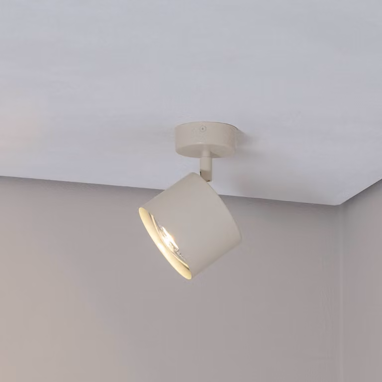 Faretto da soffitto Chloe color crema, metallo, 16 cm, orientabile, GU10 Argon, dimmerabile, Crema / Ambra, Soggiorno / Sala da pranzo, Metallo, Moderno