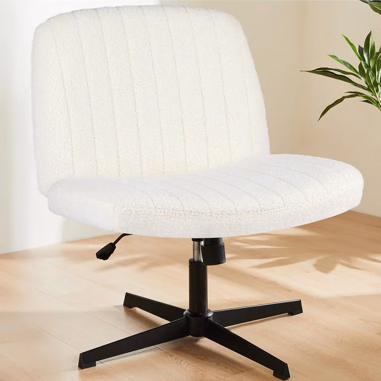 Sedia da ufficio senza braccioli, in tessuto tipo "teddy", regolabile in altezza, ideale per l'uso in casa