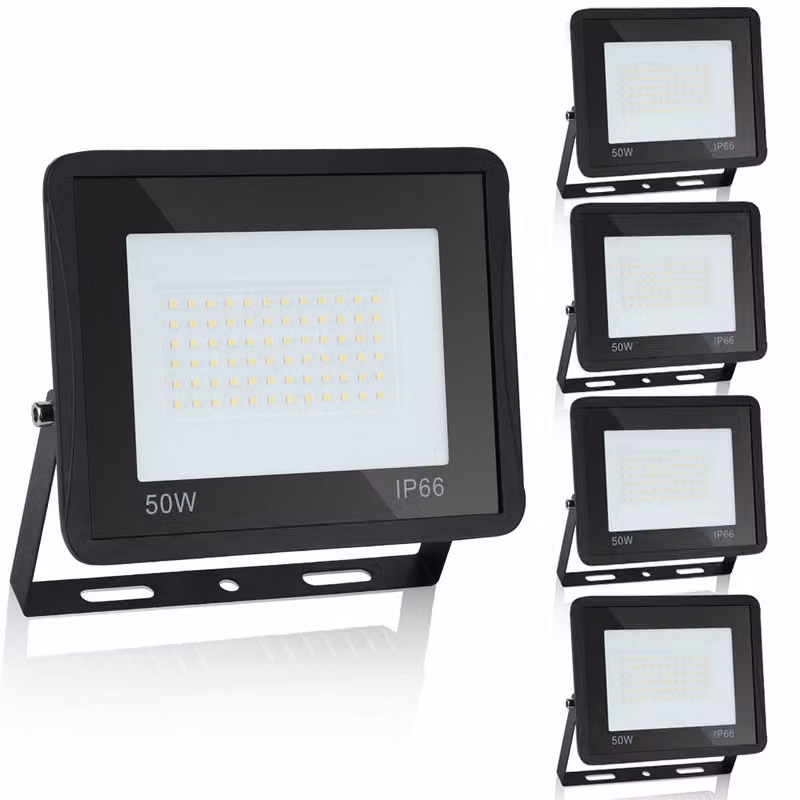 Jopassy Proiettore LED Proiettore da costruzione Lampada da esterno IP65 Faretto da giardino 5X50W bianco caldo