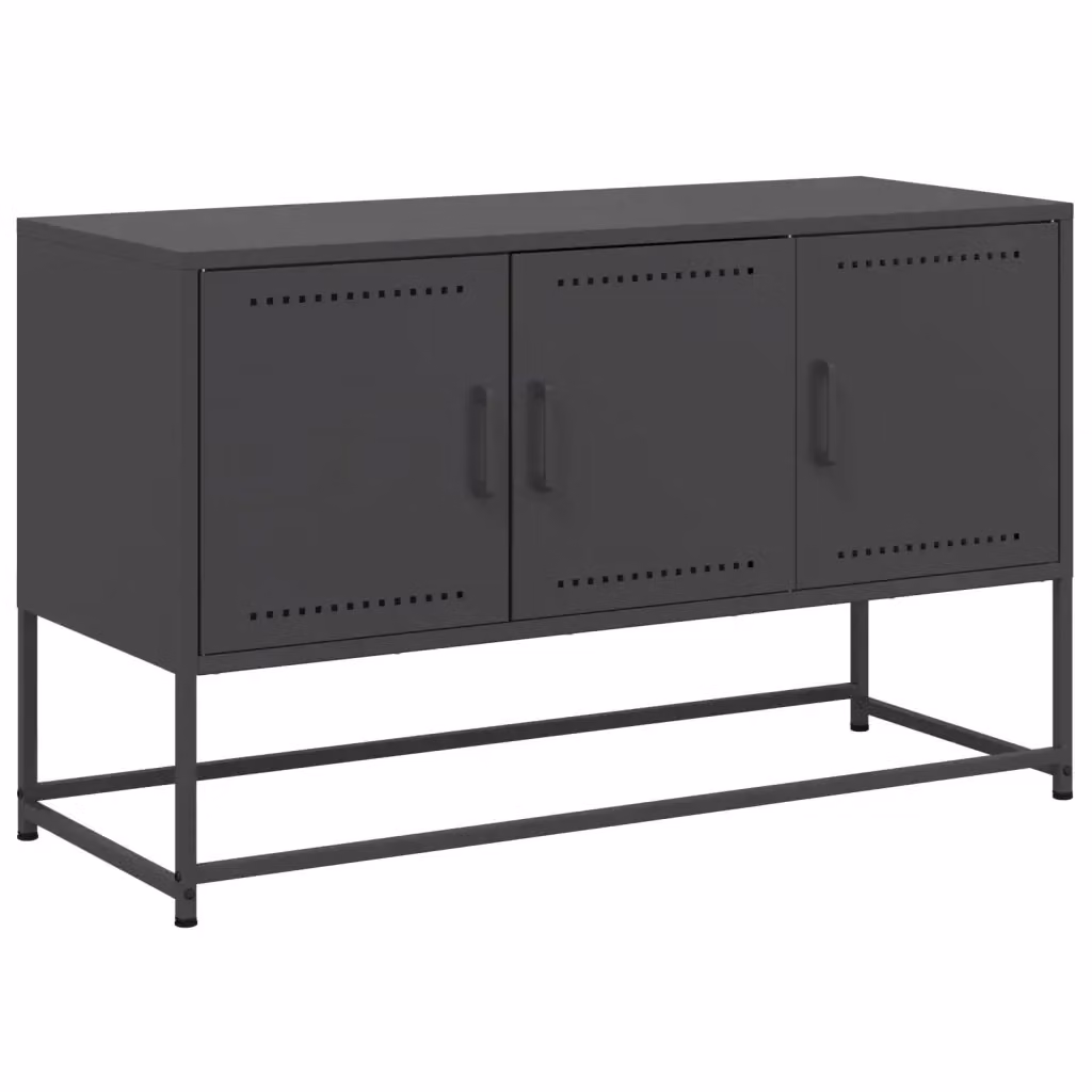 Mobile TV vidaXL in stile industriale in metallo nero, L: 100,5 cm, P: 39 cm, H: 60,5 cm – 2