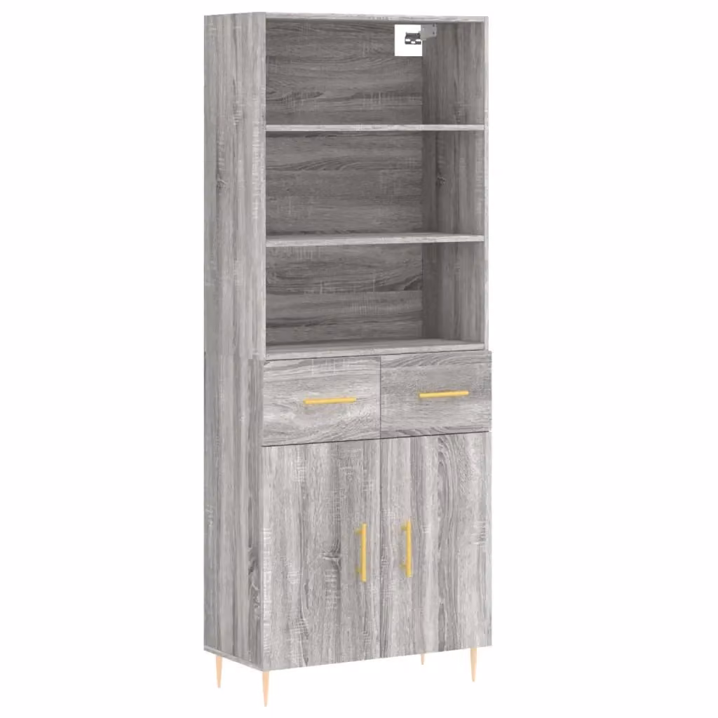 Credenza moderna vidaXL in legno e metallo, colore grigio, L: 69,5 cm, P: 34 cm, H: 180 cm – 2