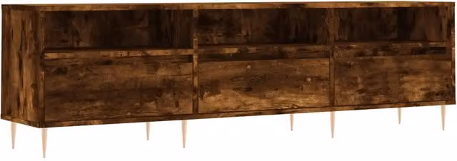Mobile porta TV moderno HELLOSHOP26 in legno e metallo color marrone con ampio spazio contenitivo per soggiorno e camera da letto L: 150 cm, P: 30 cm, H: 44,5 cm