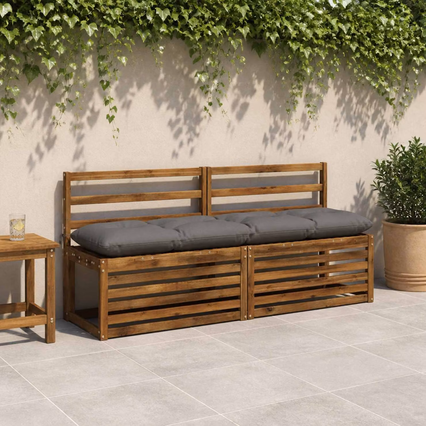 vidaXL Cuscino per panchina VIANEN 100% Poliestere Grigio