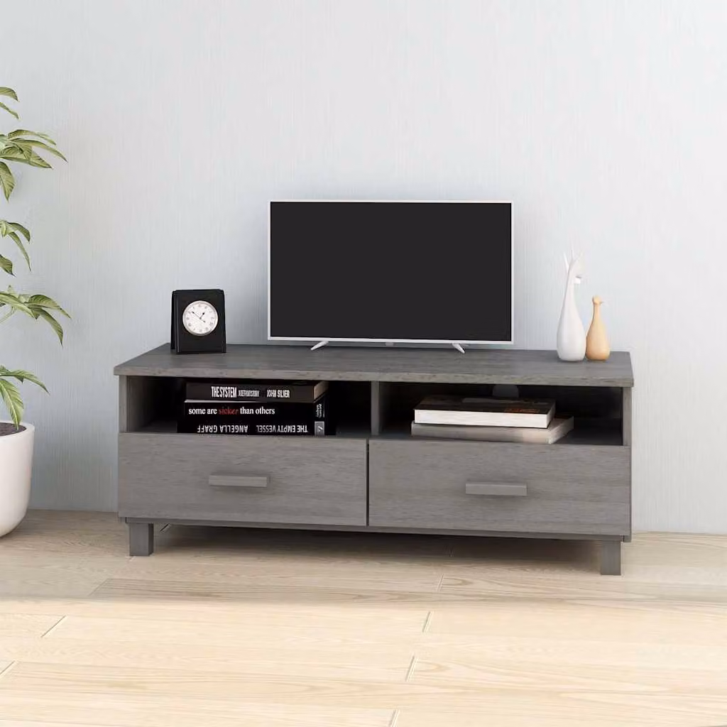vidaXL Mobile Porta TV Grigio Chiaro in Legno di Pino e MDF L: 106 cm, P: 40 cm, H: 40 cm