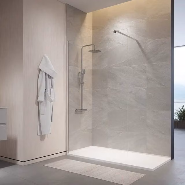 Doccia walk-in 120cm vetro 10mm trasparente profili cromati | Naxos