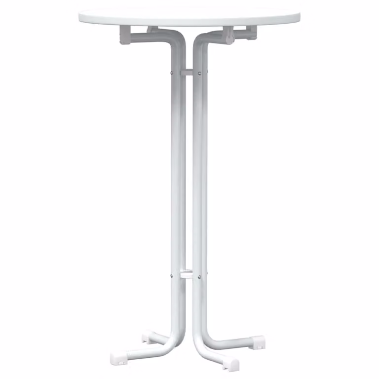 Tavolo da Bar Bianco Ø70x110 cm Legno Multistrato e Acciaio