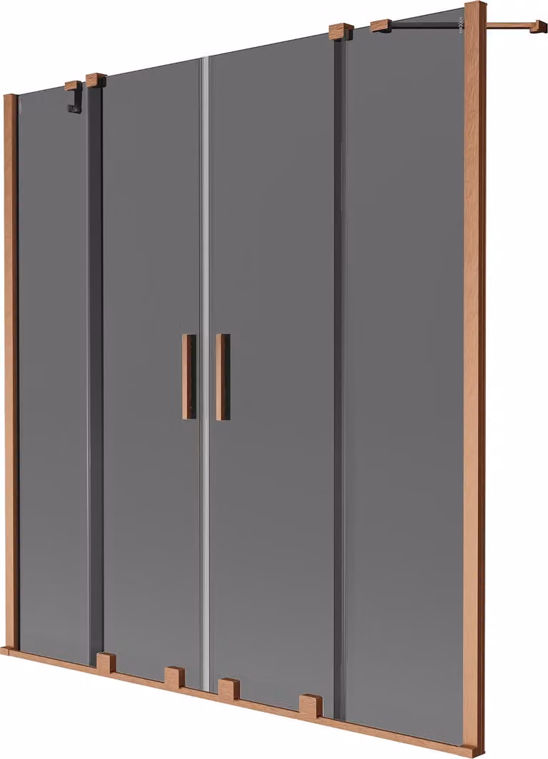 Mexen Velar Duo paravento per vasca da bagno scorrevole a 2 ante 150 x 150 cm, grafite, rame spazzolato - 896-150-000-42-65