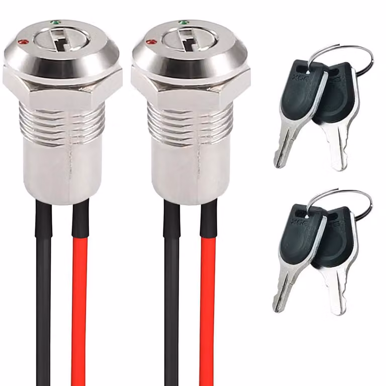 Interruttore a chiave pre-cablato, confezione da 2, interruttore di blocco metallico 0-250V